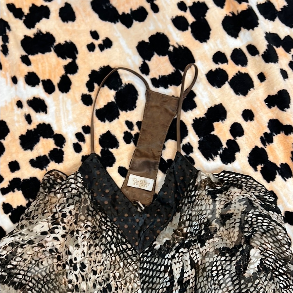 Rare Snake Skin bikini cover small Brown and Black Animal Print Top